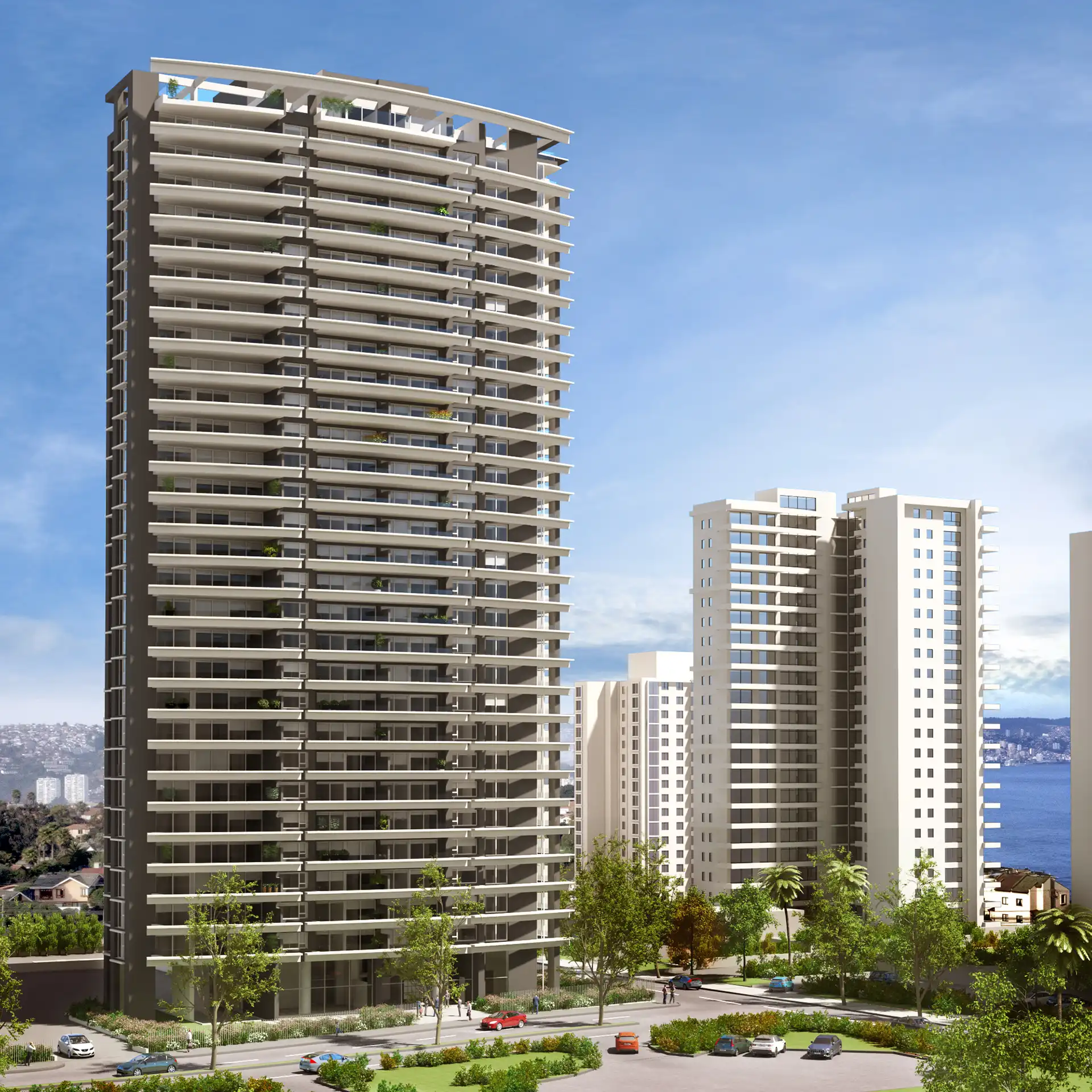 Galería y videos de proyectos inmobiliarios en Reñaca, Viña del Mar de Makroplaza - Fachada
