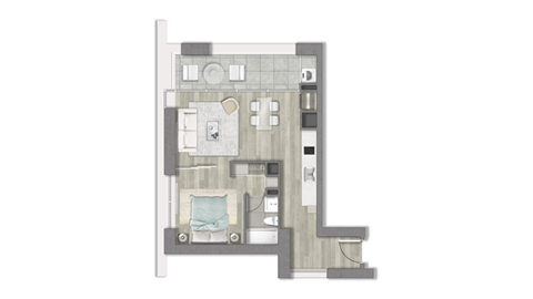 Venta de departamento nuevo 1 dormitorio 1 baño en Reñaca, Viña del Mar de Makroplaza - Planta