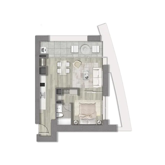 Venta de departamento tipo estudio en Reñaca, Viña del Mar de Makroplaza - Planta